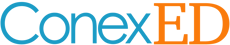 ConexED logo: the word 'ConexED' in a combination of blue and orange letters, with 'Conex' in blue and 'ED' in orange, signifying the connection between education and technology.